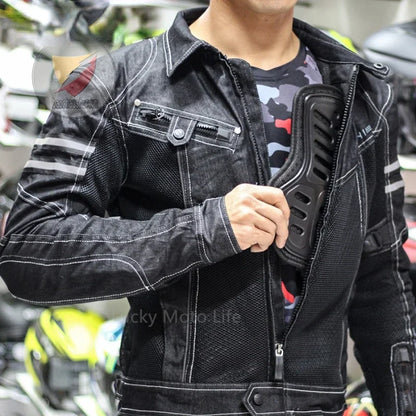 Komine JK006 Mesh Motorcycle Riding Jacket – Breathable Denim Racing Jacket