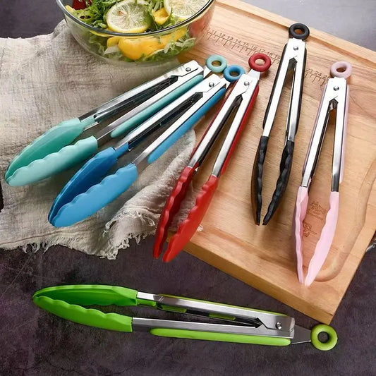 Kitchen Food Tongs – Stainless Steel with Silicone Tips