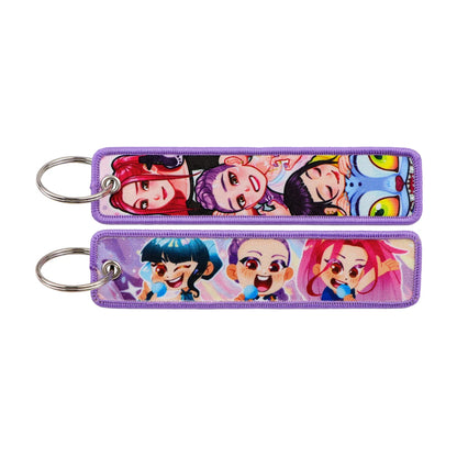 Anime Embroidery Keychain Tag – Cartoon Character Key Ring for Motorcycle, Car & Backpack