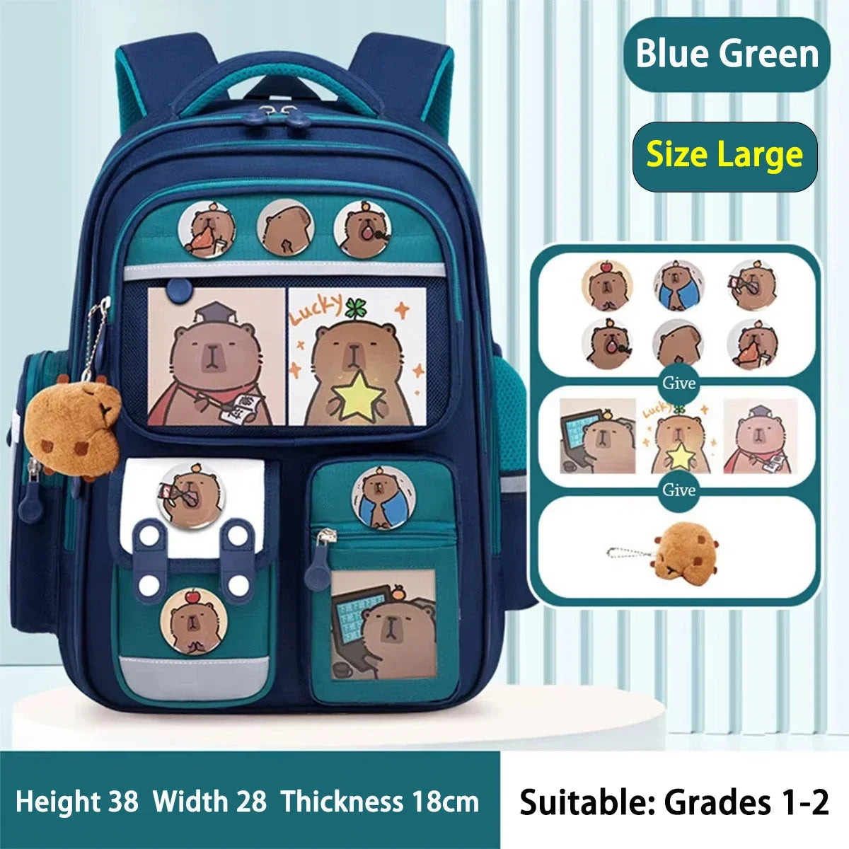 Capybara Kids School Backpack – Waterproof, Spine-Protection, Large Capacity