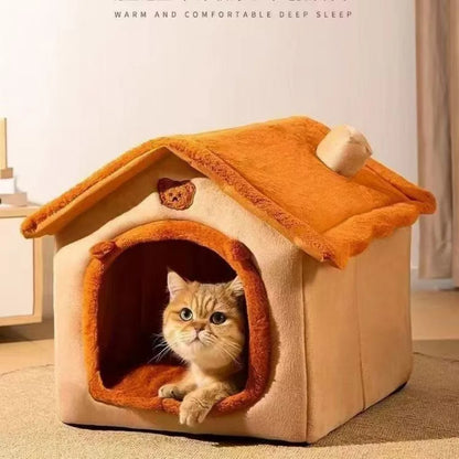 Enclosed Pet House Bed for Small Dogs & Cats