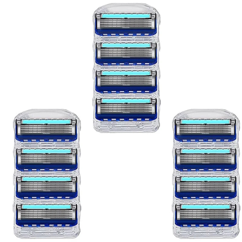 5-Layer Razor Blade Refills – Stainless Steel Wet Shaving Cartridges for Men