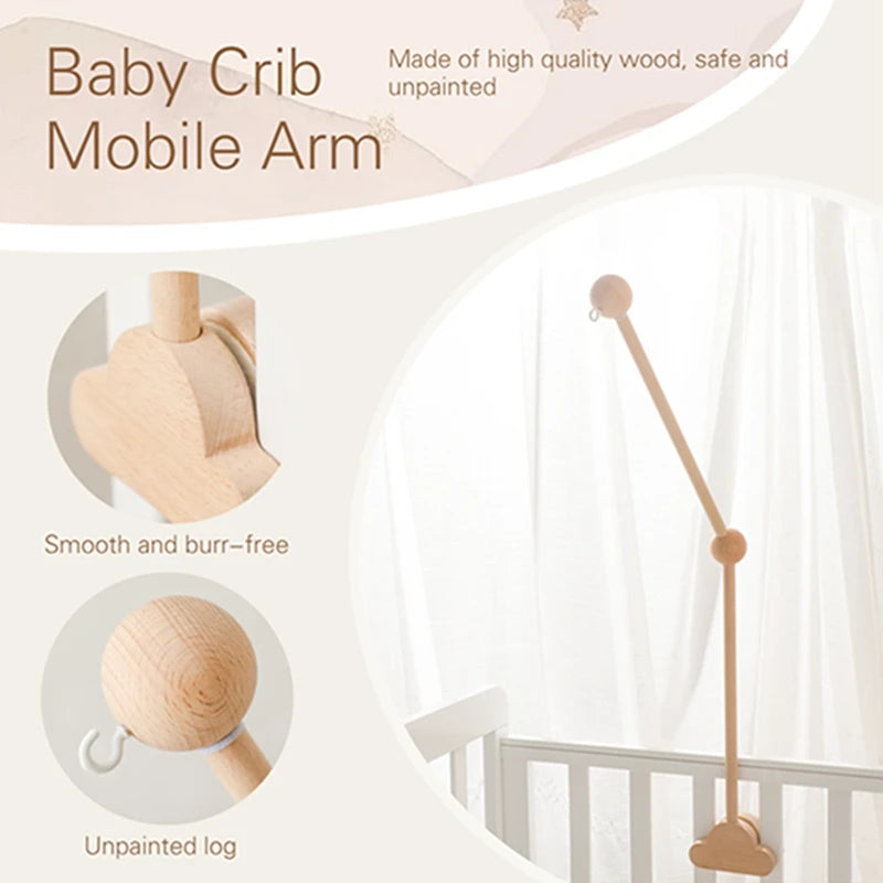 Wooden Baby Mobile Arm Bracket for Crib – Newborn Hanging Toy Holder