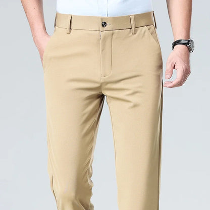 Men's Stretch Dress Pants – Ice Silk Wrinkle-Resistant Formal Trousers