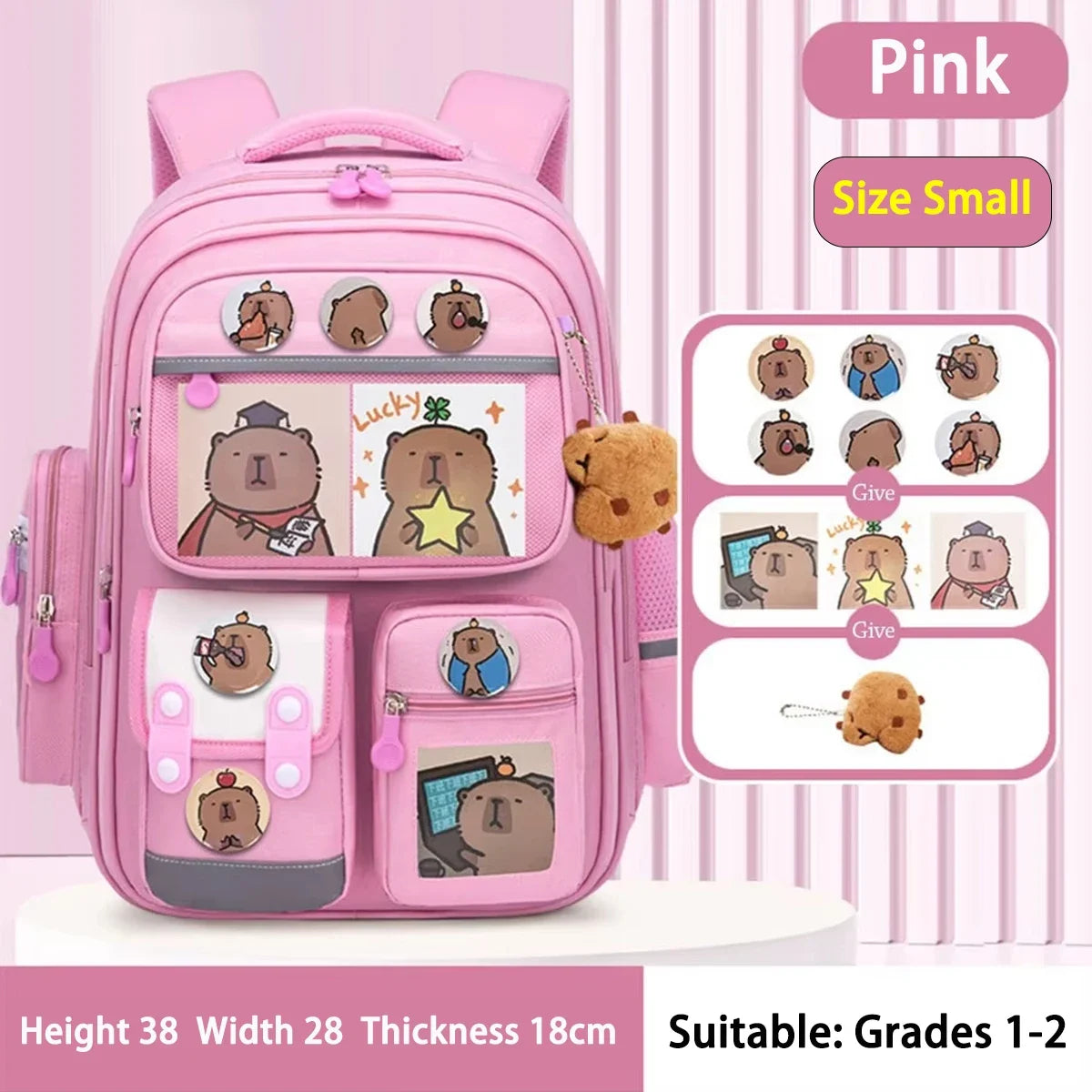 Capybara Kids School Backpack – Waterproof, Spine-Protection, Large Capacity