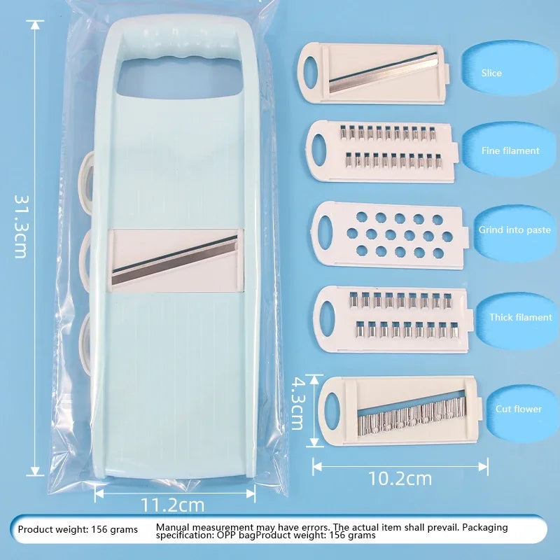 5-in-1 Vegetable Chopper & Mandoline Slicer with Stainless Steel Blades