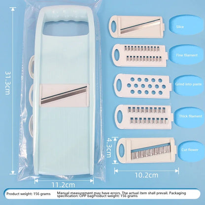 5-in-1 Vegetable Chopper & Mandoline Slicer with Stainless Steel Blades