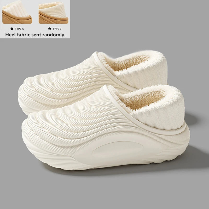 Women's Winter Plush Slippers – Waterproof EVA Non-Slip Indoor Shoes