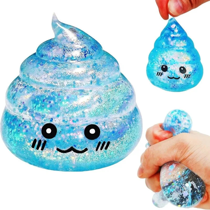 Glitter Poo Squishy Stress Ball – Funny Squeeze Fidget Toy for Kids & Adults