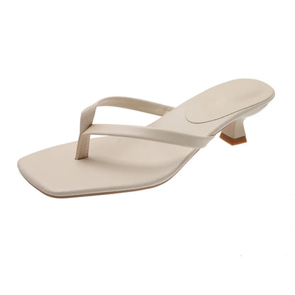Women's Clip Toe Heeled Slides – Chic Low Heel Dress Slippers
