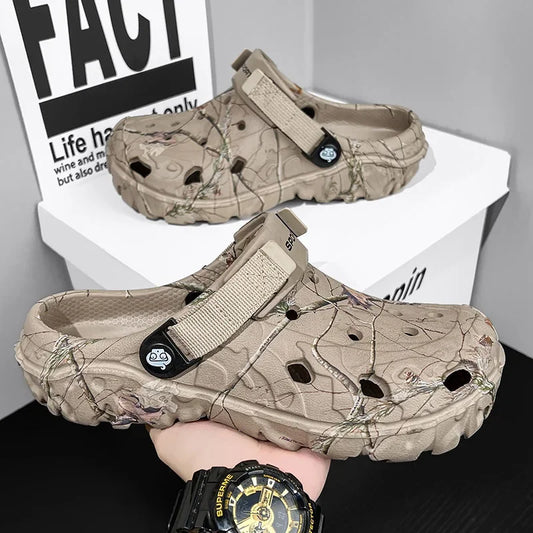 Men's Camouflage Clog Sandals with Adjustable Strap