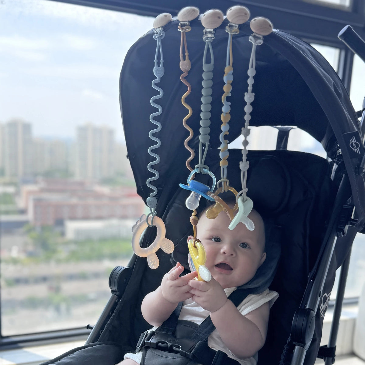 Pacifier Clip Chain – Silicone Bead Anti-Loss Holder for Baby Stroller