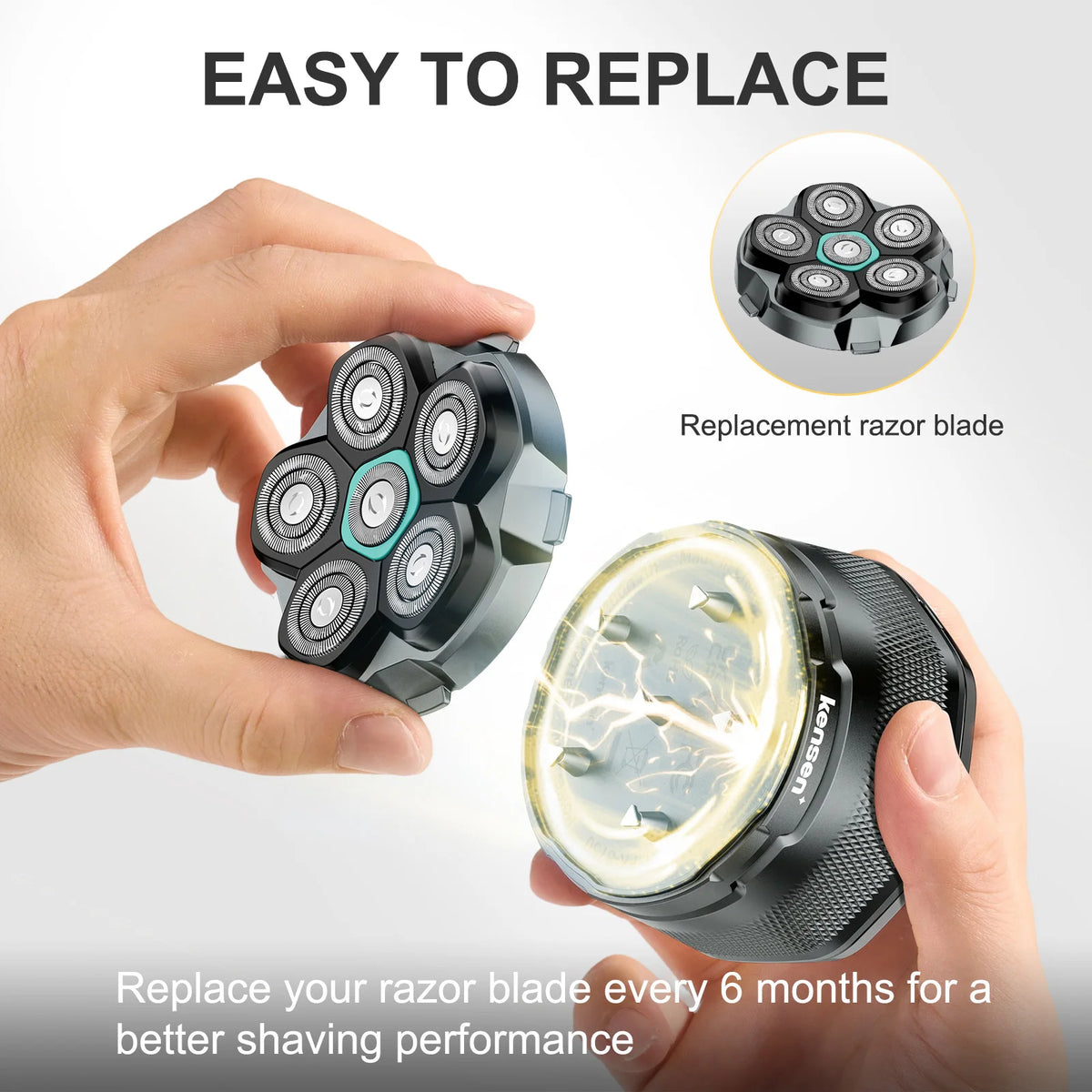 Kensen S15 6D Replacement Shaver Heads – Magnetic, Waterproof, Self-Sharpening