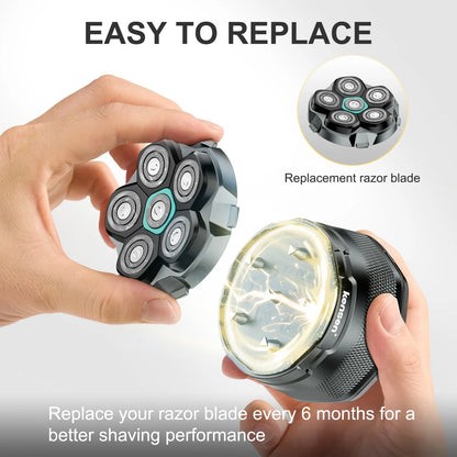 Kensen S15 6D Replacement Shaver Heads – Magnetic, Waterproof, Self-Sharpening