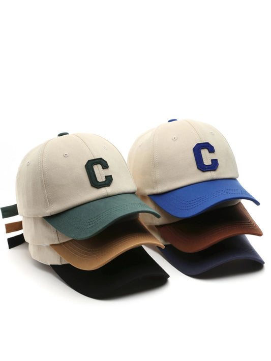 Embroidered Letter C Baseball Cap – Retro Cotton Unisex Hat