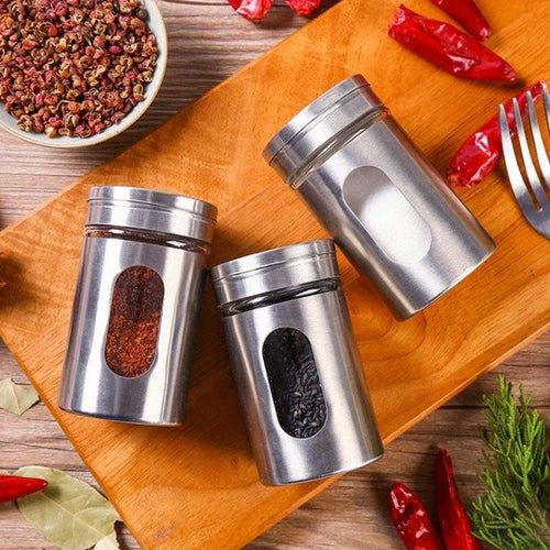 Stainless Steel Seasoning Jar with Sprinkler & Toothpick Holder