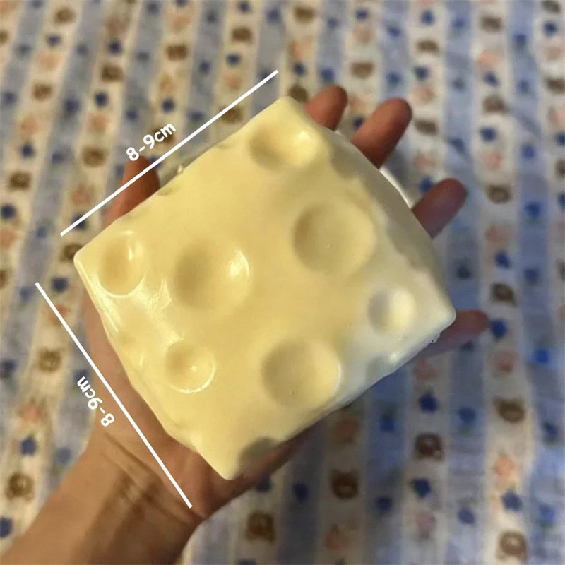 Jumbo Cheese Cube Stress Ball – Soft Flour Fidget Squeeze Toy