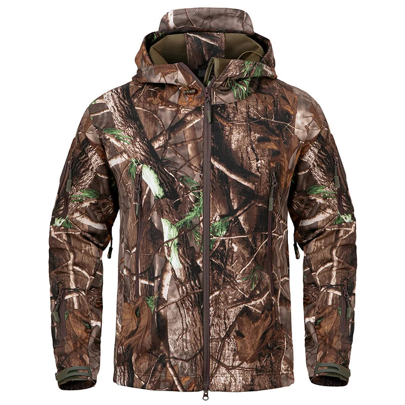 Men's Camouflage Tactical Hunting Jacket – Waterproof Fleece Soft Shell