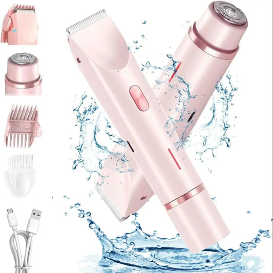 2-in-1 Women's Electric Razor & Bikini Trimmer – Face, Body & Leg Hair Removal