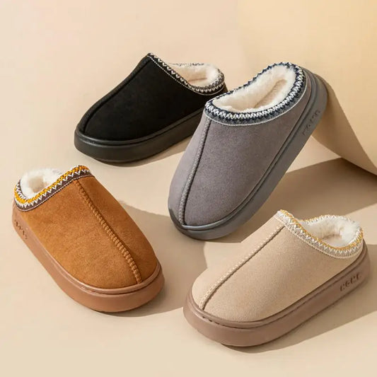 Platform Plush Slippers for Women – Fluffy Lined, Thick Sole