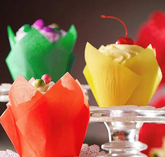 Tulip Cupcake Liners 100pcs – Oilproof Paper Baking Cups