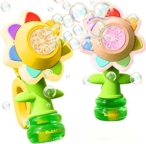 Sunflower Bubble Machine Toy with LED Night Light – 3-Speed