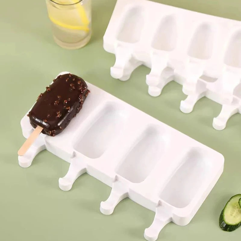 Popsicle Mold Silicone Ice Cream Maker with Wooden Sticks – DIY Lolly & Cake Tool