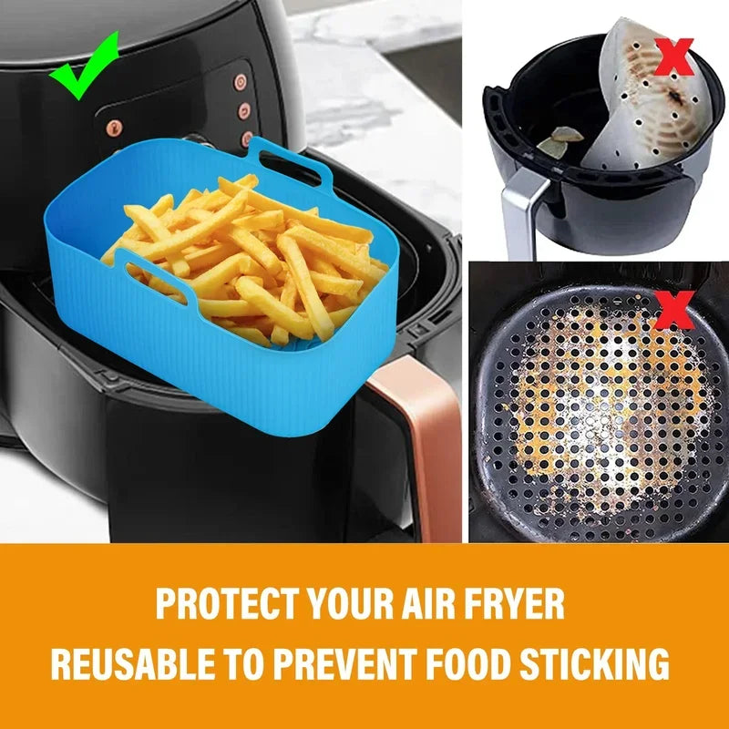 Silicone Air Fryer Liner – Reusable Rectangle Basket Insert