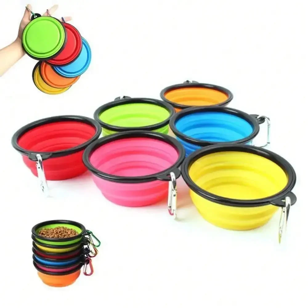 Collapsible Silicone Pet Travel Bowl – Portable Dog & Cat Feeder with Carabiner