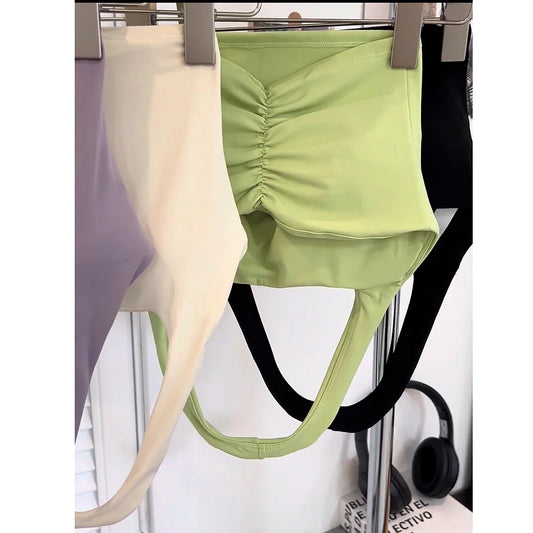 Women's Halter Neck Crop Top with Built-In Chest Pad