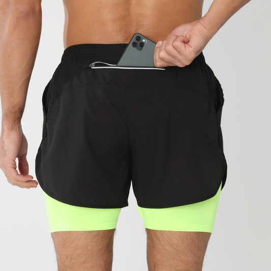 Men's 2-in-1 Running Shorts – Compression Liner & Zip Pocket