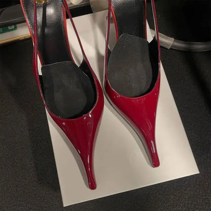 Pointed-Toe Slingback Stiletto Sandals for Women – 10.5cm Heel