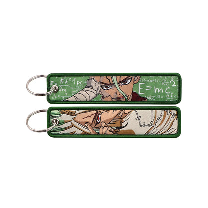 Anime Embroidery Keychain Tag – Cartoon Character Key Ring for Motorcycle, Car & Backpack