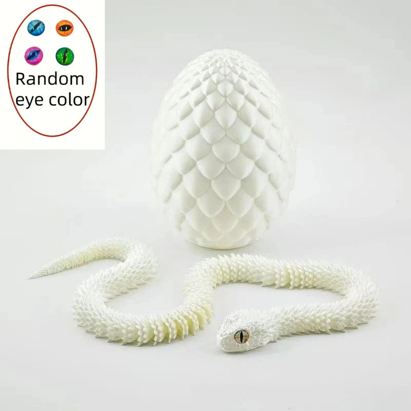 3D Printed Articulated Snake with Egg – Flexible Fidget Toy