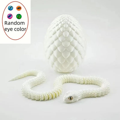 3D Printed Articulated Snake with Egg – Flexible Fidget Toy