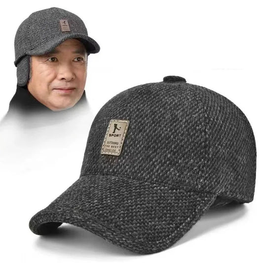 Winter Baseball Cap with Ear Flaps – Men's Warm Dad Hat