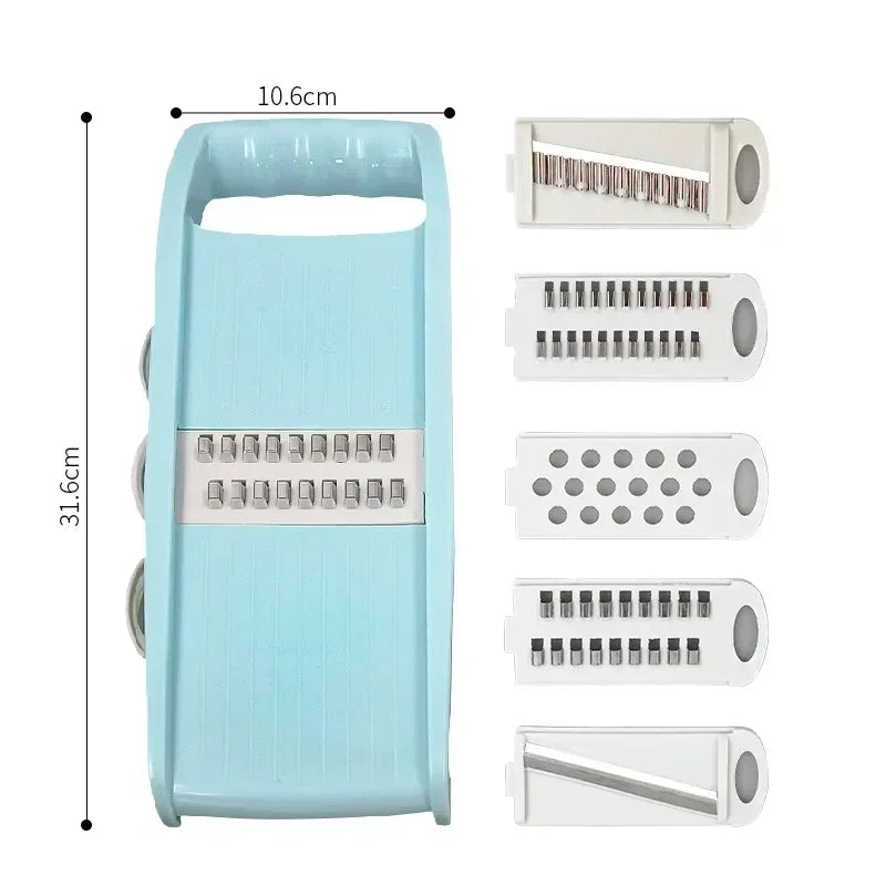 5-in-1 Vegetable Chopper & Mandoline Slicer with Stainless Steel Blades