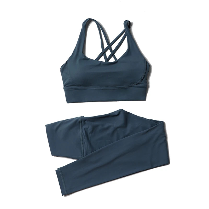 Women's 2-Piece Yoga Set – Nylon Sports Bra & High-Waist Leggings