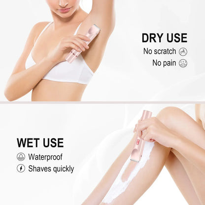 2-in-1 Women's Electric Razor & Bikini Trimmer – Face, Body & Leg Hair Removal