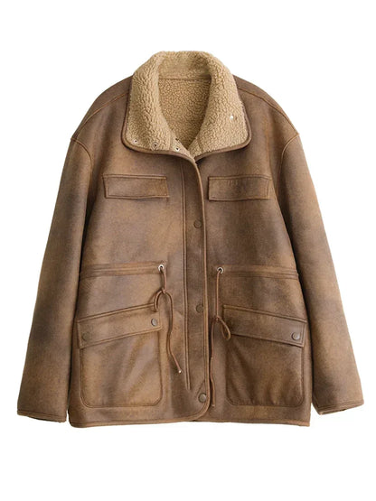 Women's Reversible Suede Sherpa Jacket