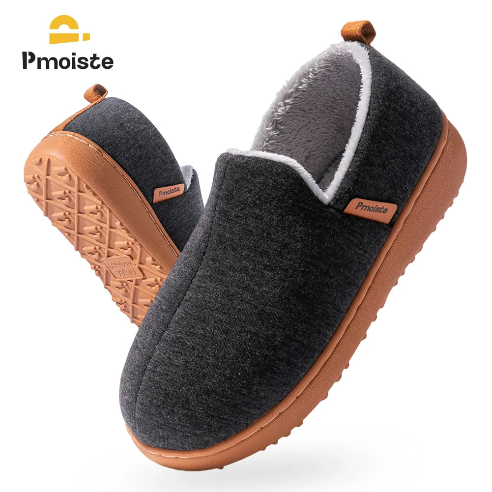 Memory Foam House Slippers – Warm Fleece-Lined Slip-On Home Shoes