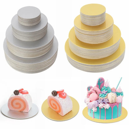 Round Cake Boards – Gold & Silver Cardboard Base for Cakes & Cupcakes