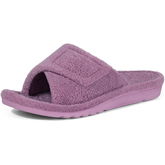 Women's Orthopedic Fuzzy Slide Slippers with Arch Support & Non-Slip Sole