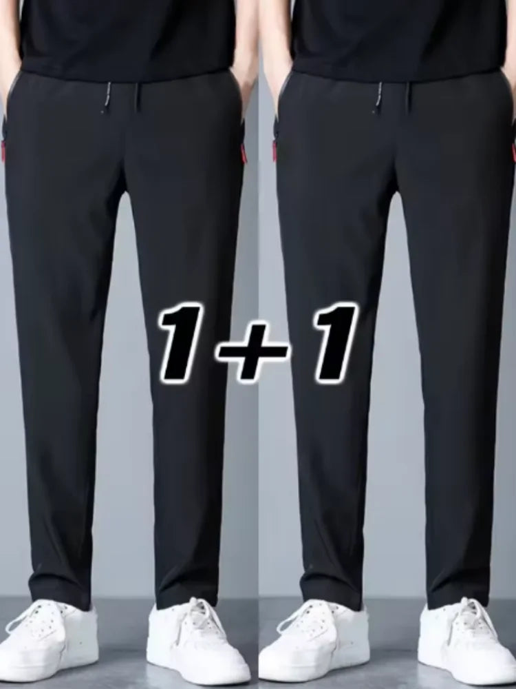 2-Pack Men's Slim Jogger Pants – Korean Casual Stretch Trousers