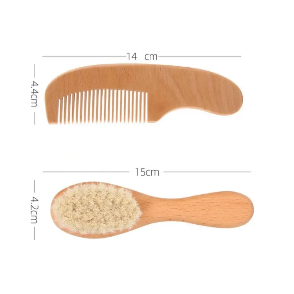 Baby Beech Wood Comb & Brush Set – 2 Piece Gift Set