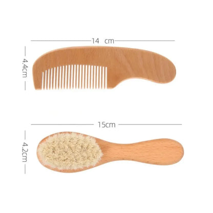 Baby Beech Wood Comb & Brush Set – 2 Piece Gift Set
