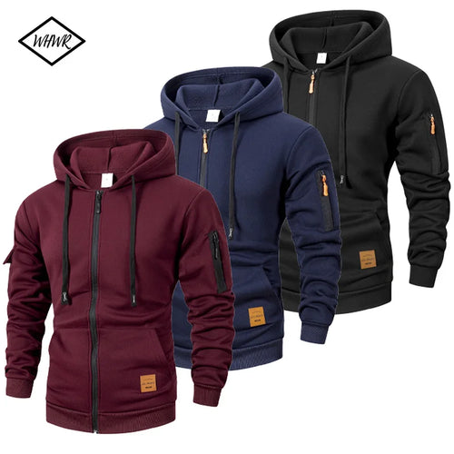 Men's Zip-Up Hoodie Jacket – Slim Fit Sweatshirt with Pockets
