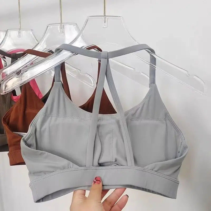 Women's Halter Neck Sports Bra - Thin Strap Yoga Fitness Top