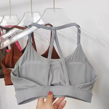 Women's Halter Neck Sports Bra - Thin Strap Yoga Fitness Top