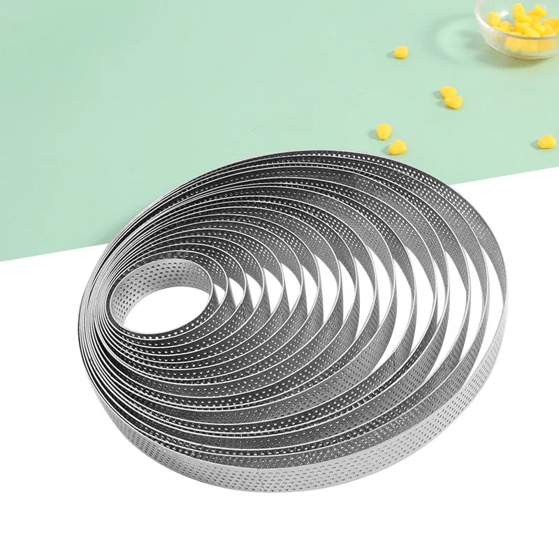 Stainless Steel Perforated Tart Ring Mold – Round Pastry & Mousse Cake Circle